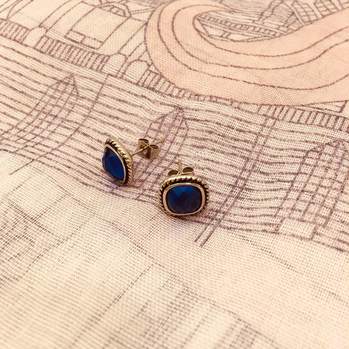 Blaue Ohrstecker Blaue und silberne Seil Ohrstecker Blaue | Etsy