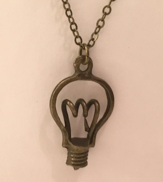 Light Bulb Pendant Necklace Bronze Image 0