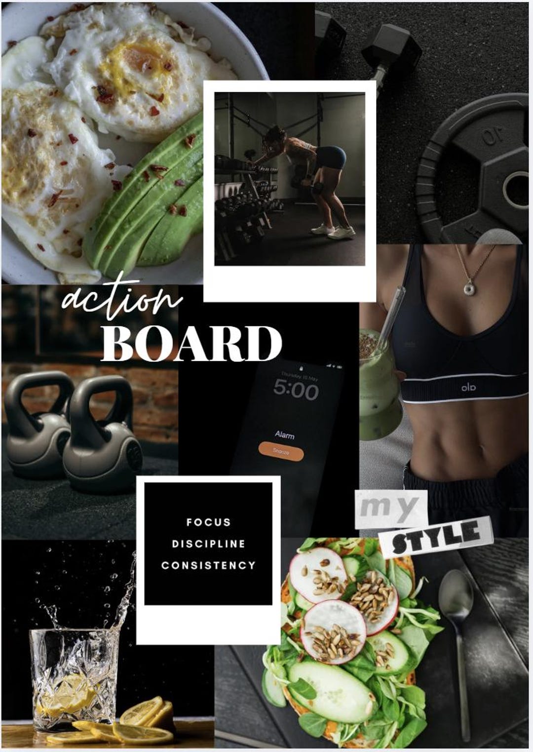 Gym, Fitness Vision Board Canva Template | Editable Gym Motivation ...