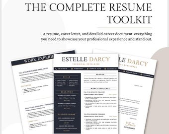 Plantilla de currículum y carta de presentación creativa / CV editable en Canva / Descarga digital