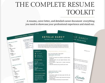 Plantilla de currículum y carta de presentación creativa / CV editable en Canva / Descarga digital