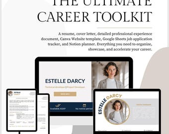 Plantilla creativa de currículum y carta de presentación / CV editable en Canva / Sitio web de Canva / Descarga digital