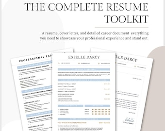 Plantilla de currículum y carta de presentación creativa / CV editable en Canva / Descarga digital