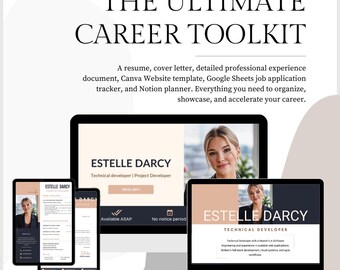 Plantilla creativa de currículum y carta de presentación / CV editable en Canva / Sitio web de Canva / Descarga digital