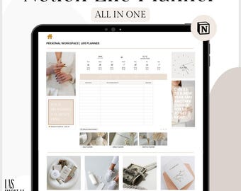 Planificador de vida Notion / Organizador diario, semanal y mensual (derechos de reventa PLR)