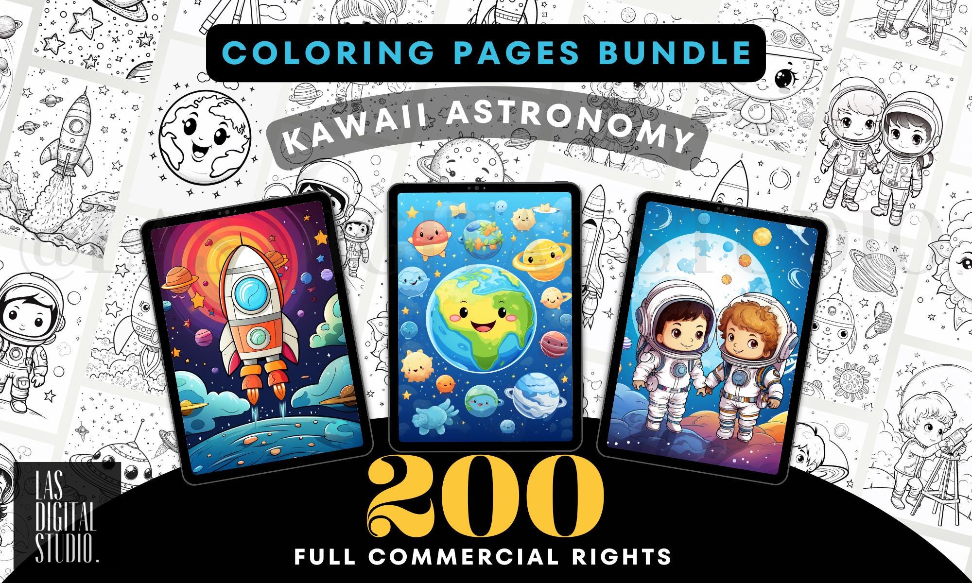 Coloring Pages Bundle of Kawaii With PLR Resell Rights | 200 Designs - Etsy