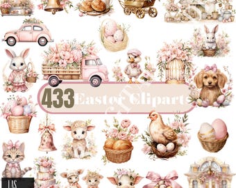 Clipart de Pascua con derechos de reventa PLR / Paquete de 433 cliparts / Stickers
