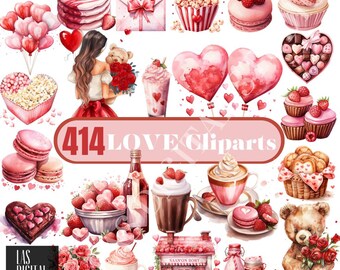 Diseños de cliparts de San Valentín con derechos de reventa PLR / AMOR / Paquete de 414 cliparts