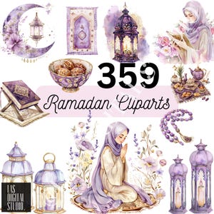 Ramadan Clipart zart lila Designs mit PLR Wiederverkaufsrechte |  356 Cliparts