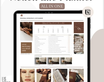 Planificador de vida Notion / Organizador diario, semanal y mensual (PLR)