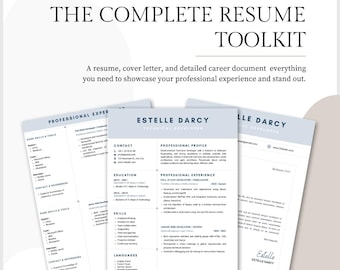 Plantilla de currículum y carta de presentación creativa / CV editable en Canva / Descarga digital