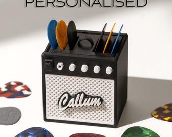 Guitar Pick Holder | Personalised | Holds 6 Picks with Additional Internal Storage