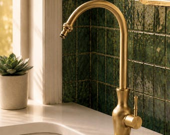 Antique Brass Outdoor Faucet, 360 Swivel Cold Water Tap, Vintage Brass Balcony Wash Basin Faucet, Single Hole Garden Sink Tap