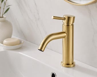Modern Waterfall Bathroom Faucet, Single Handle Basin Mixer Tap, Deck Mount Hot Cold Vanity Sink Faucet, Black Chrome Bathroom Fixture