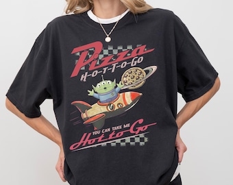 Comfort Colors Retro Pizza Hot To Go Alien Toy Story T-shirt, Aliens Toy Story Pizza Planet Shirt, Disney Toy Story Tee, Disney Family Trip