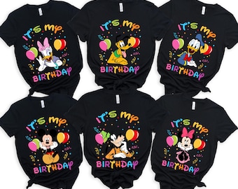 Linda camiseta de Mickey y sus amigos "Es mi cumpleaños", regalos personalizados de Disney Minnie, Donald y Pluto para cumpleaños, ropa a juego para cumpleaños y vacaciones.