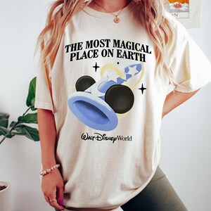 Retro Disney Walt Disney World Shirt, The Most Magical Place On Earth Tee, Magic Kingdom Park Top, Disneyworld Apparel, Vacation Outfit image 3