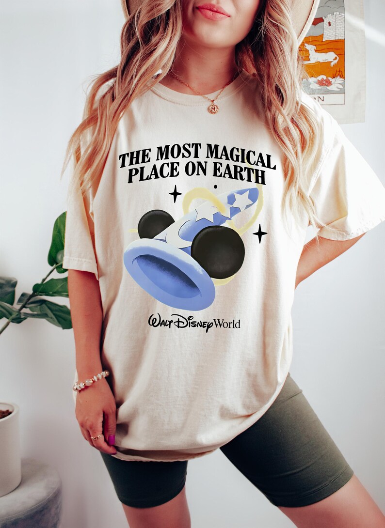 Retro Disney Walt Disney World Shirt, The Most Magical Place On Earth Tee, Magic Kingdom Park Top, Disneyworld Apparel, Vacation Outfit image 3