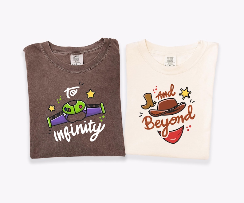 Comfort Colors To Infinity And Beyond Couple Shirt, Toy Story Buzz And Woody Tee, Disney Couple Tshirt, Toy Story Apparel, Vacation Crewneck image 1