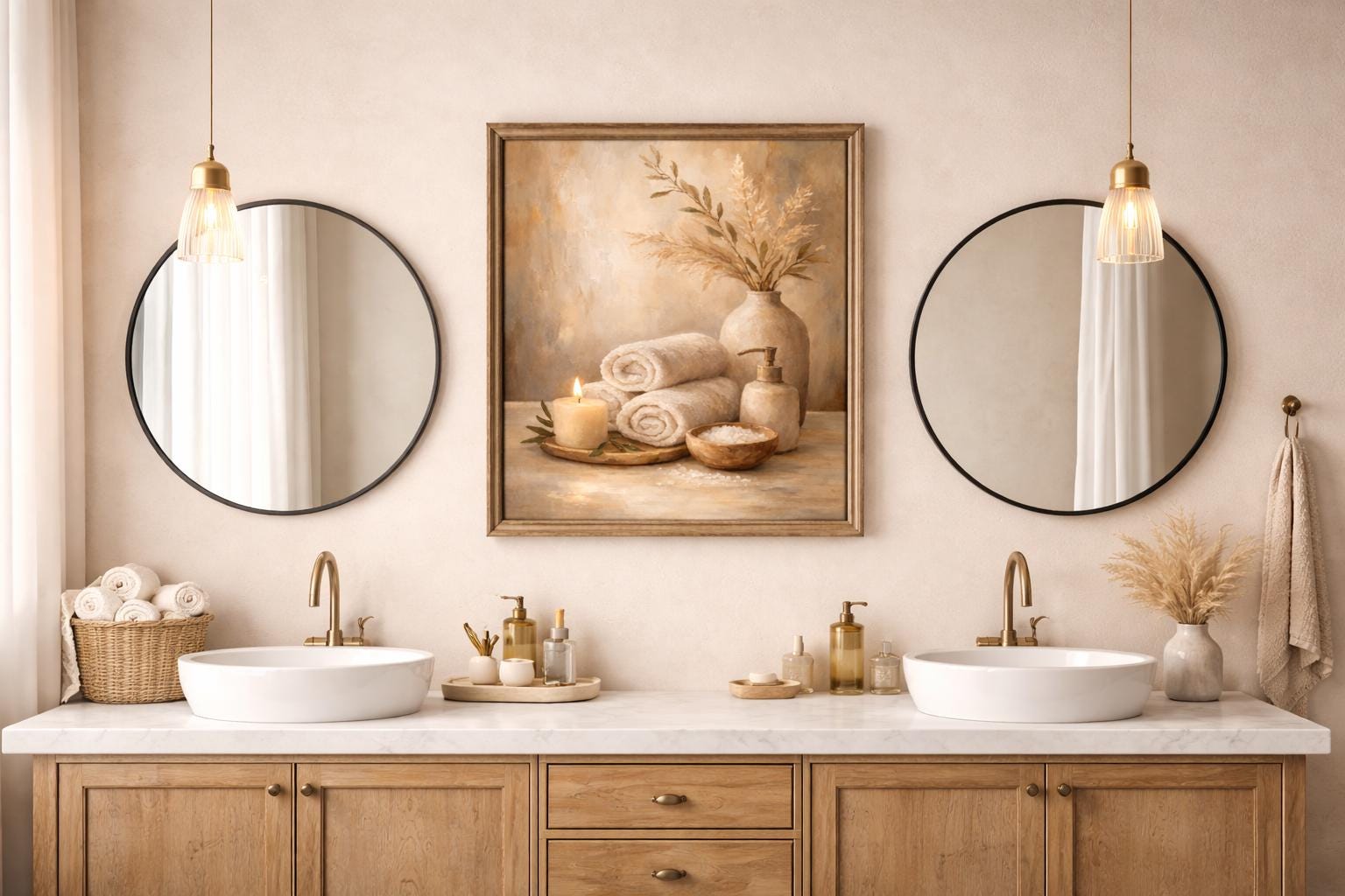 Neutral Spa Bathroom Wall Art Printable, Minimalist Bathroom Decor ...