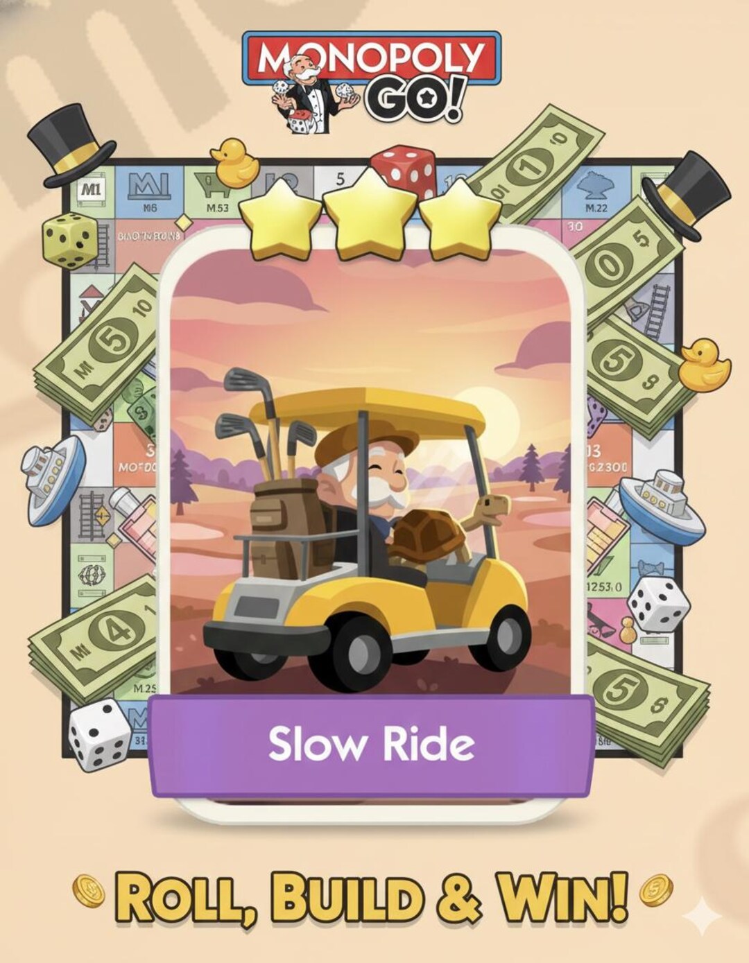Monopoly Ride Monopoly Go Sticker 3 Star Slow Ride ( Set 13 ) Instant Delivery - Etsy