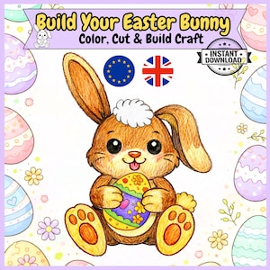 Build Your Easter Bunny Craft Printable | Easter Cut and Paste Activity | Preschool Easter Craft |Bunny Craft for Kids|Spring Activity|EU,UK