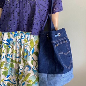 Up-Cycled Denim Midnight Azure Blue Denim Bucket Bag
