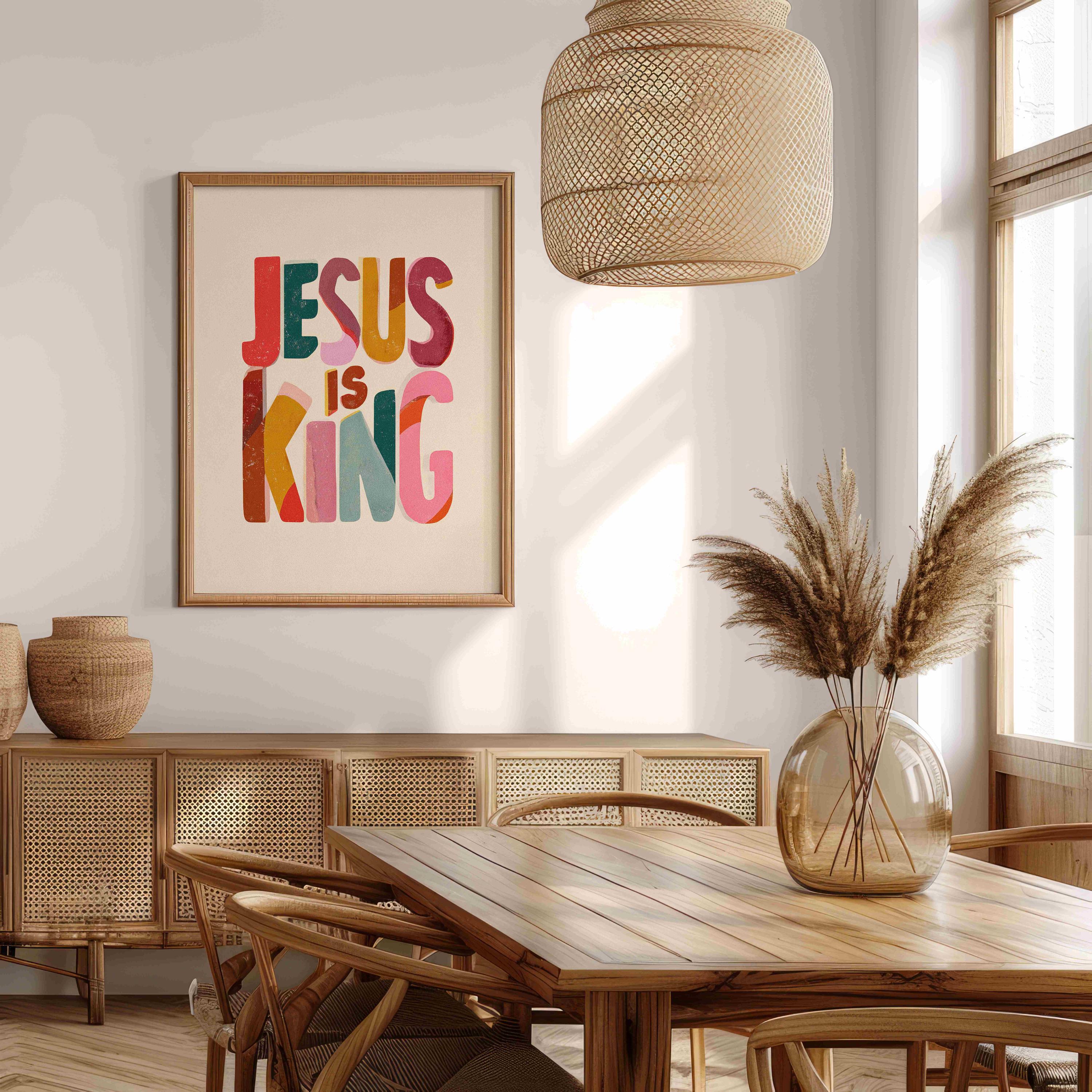 Jesus is King Poster | Colorful Typography Christian Wall Art - Etsy