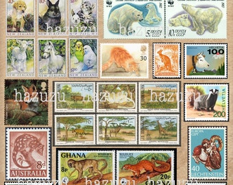 Postal Stamps Used Lot of 19 Animals and Fishes Postage Stamps Ideal for  Collectors or Crafts Fish Nature Supply Scrap Booking Book Diy 