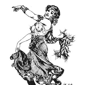 GYPSY DANCER PNG clip arte sfondo trasparente vintage timbro digitale download immediato mixed media collage journal scrapbooking