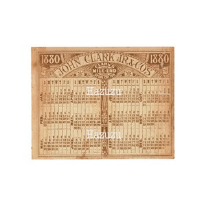Antik 1880 Kalender Ephemera Victoria Trade Card transparent hintergrund digital stempel instant download collage journal scrapbooking