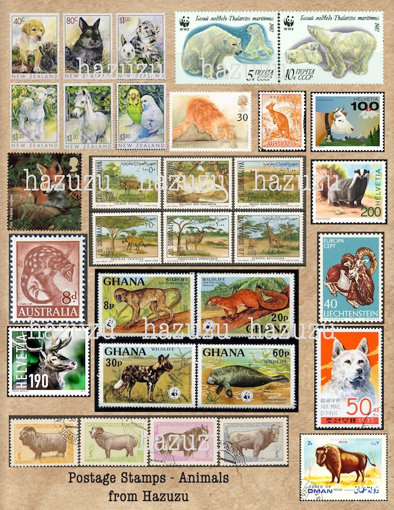 Vintage Postage Stamps Animals International Printable - Etsy Australia