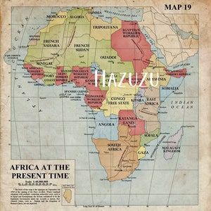 Vecchio vintage Mappa dell'Africa PNG ephemera clip art vintage sfondo antico istantaneo download mixmedia collage junk journal scrapbook