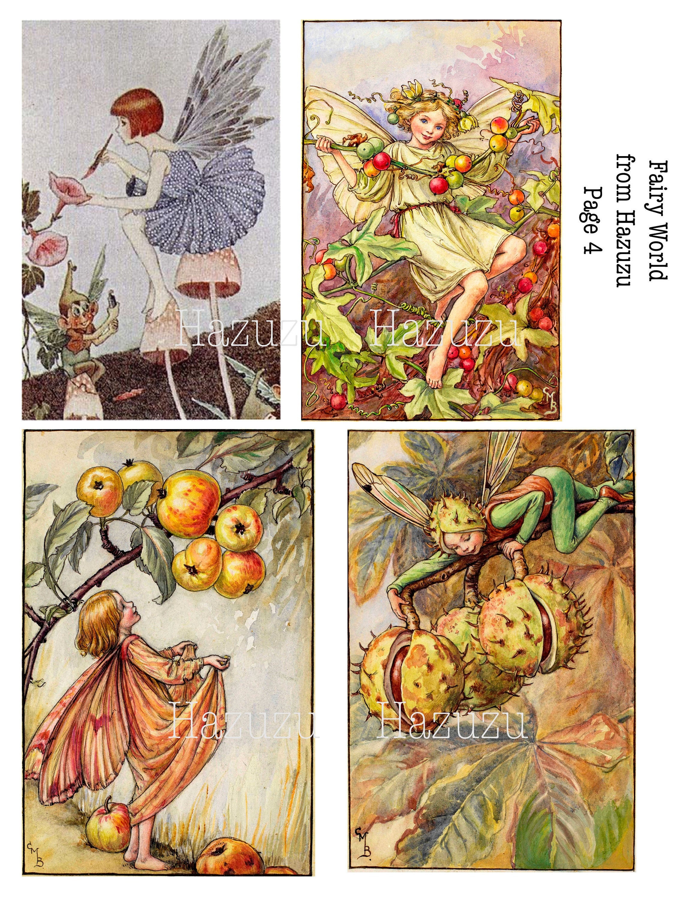 Fairies Bundle Printable Fairy Collage Sheet Paper Pack Fantasy Instant ...