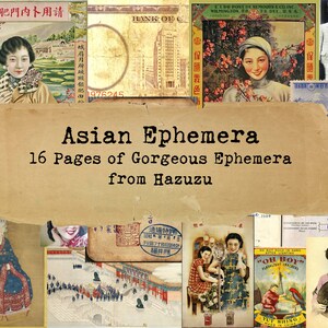 Asian Ephemera Bundle Printable Paper Pack Bundle Cinese Cina Giappone Asia Carta vintage download istantaneo digitale collage junk journal