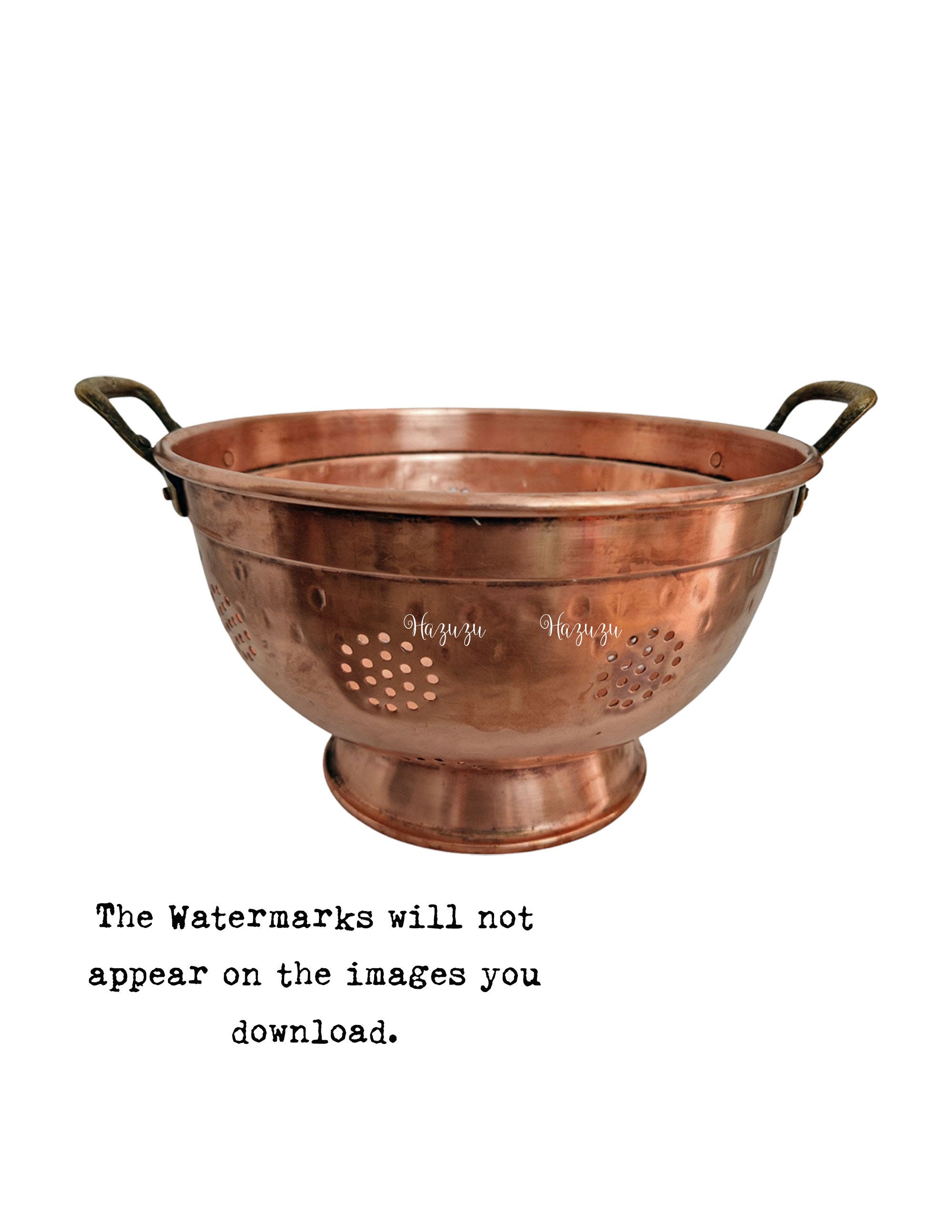 Vintage Copper Colander French Country Printable PNG Antique Etsy