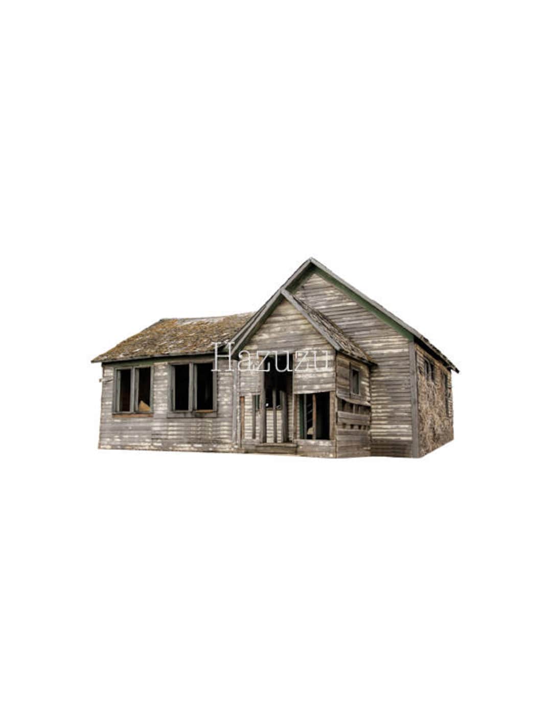 Old Abandoned House PNG Farm Cabin Rustic Vintage Clip Art Transparent