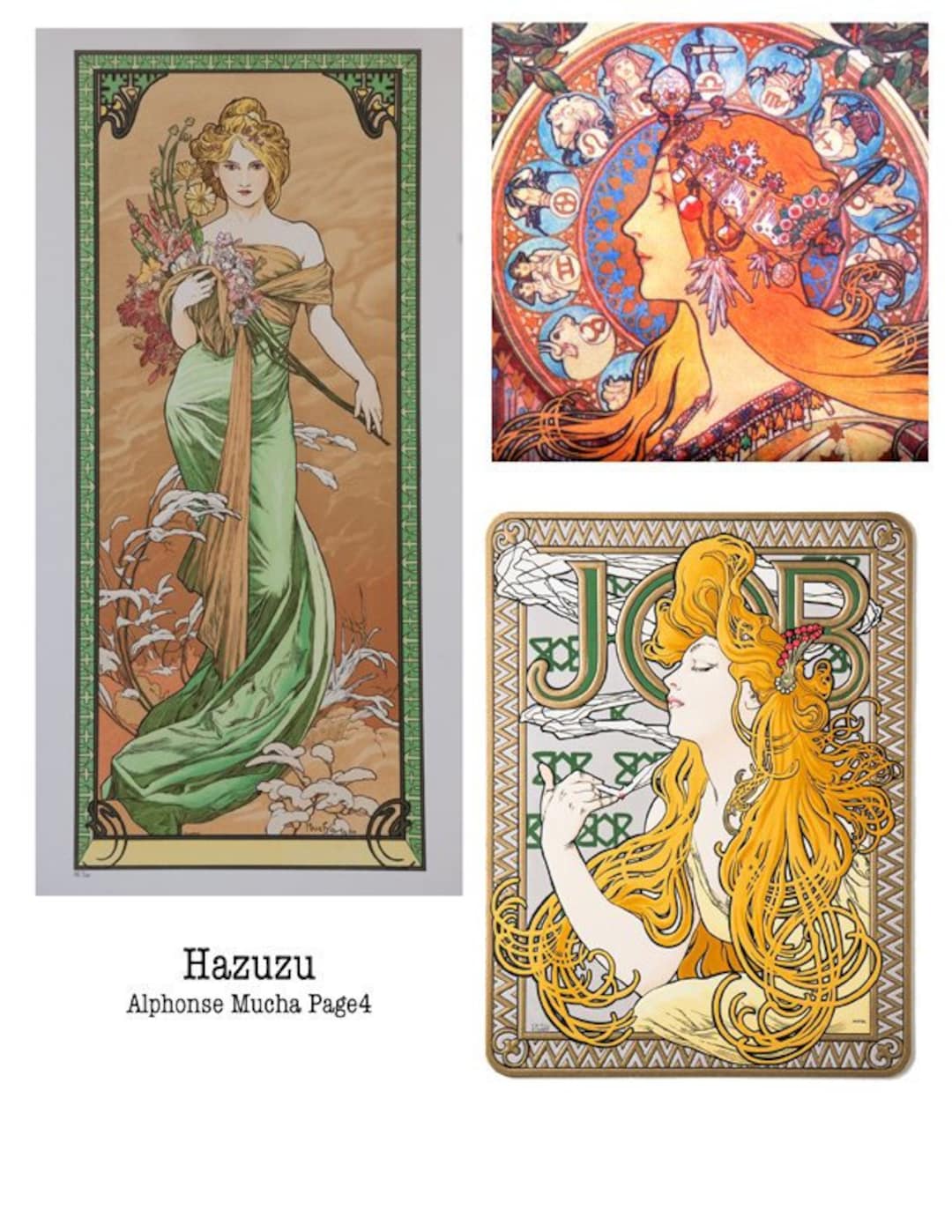 Alphonse Mucha Printable Paintings Art Nouveau Paper Pack Bundle ...