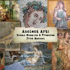 Roman Mosaics & Frescoes Bundle Printable Paintings  Collage Sheet  instant download digital Monet Renoir junk journal fresco scrapbooking