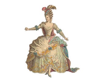 Marie Antoinette French Woman PNG fashion clip art vintage digital stamp instant download mixed media collage journal scrapbooking