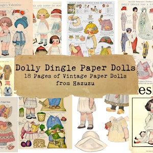 Dolly Dingle Vintage Paper Dolls Bundle Grace Drayton Girl Doll Child Toys  Collage Sheet download digital girl's  junk journal scrapbooking