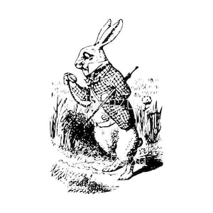 WHITE RABBIT Alice in Wonderland PNG clip art transparent background digital stamp instant download mixed media collage journal scrapbooking