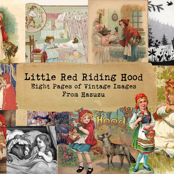 Little Red Riding Hood Bundle Fairy Tale Tales Vintage Printable Collage Sheet digital download  junk journal scrapbook