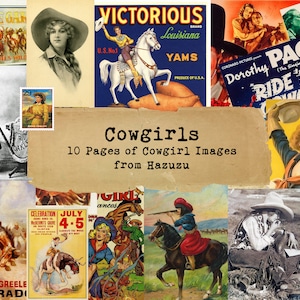 COWGIRLS Bundle Printable Wild West horse cowboys vintage photos Ephemera Vintage instant download digital collage junk journal
