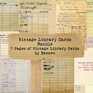Vintage bibliotheekkaarten bundel kortstondige afdrukbaar papier instant download digitale collage junk dagboek scrapbooking