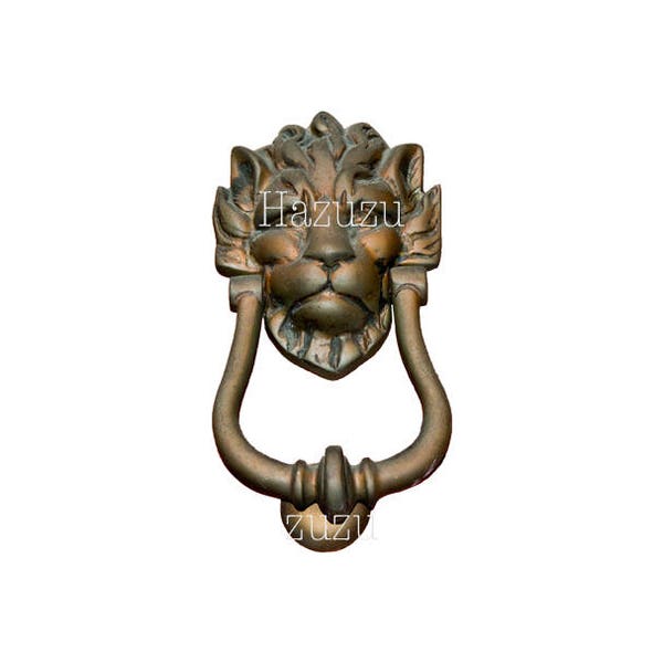 Gold Lion Door Knocker PNG antique clip art transparent background digital stamp instant download collage journal scrapbooking