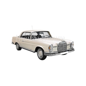 Classic Mercedes Benz PNG white auto car clip art transparent background digital stamp instant download collage journal scrapbooking
