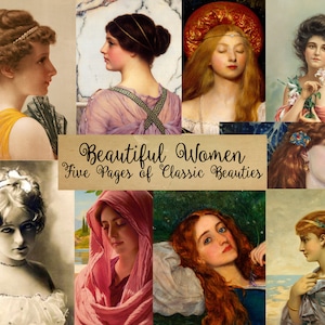 Mooie vrouwen vrouw afdrukbare schilderijen Paper Pack Bundel Collage Sheet art instant download digitale collage junk journal scrapbooking