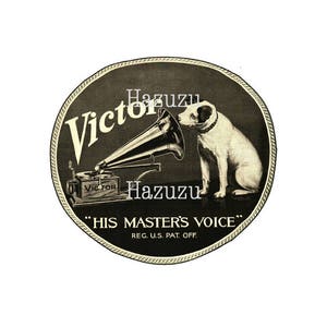 RCA Victor Dog His Masters Voice Advertising PNG clip art antigo selo digital download instantâneo mídia mista colagem diário scrapbooking