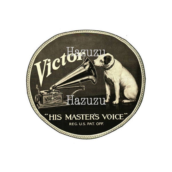 RCA Victor Dog His Masters Voice Advertising PNG clip art antique digital stamp instant download mixed media collage journal scrapbooking